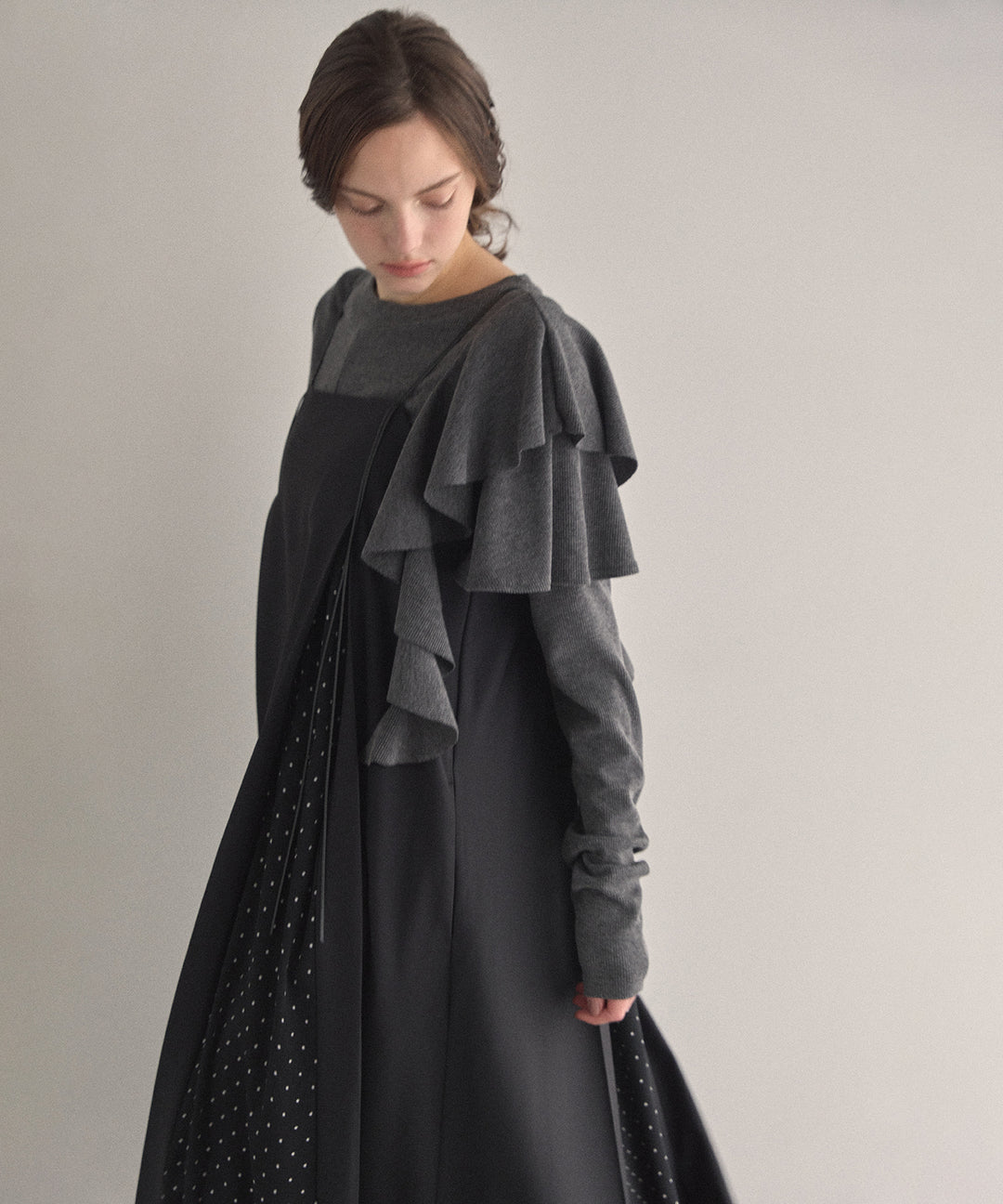 Asymmetry Ruffle Long Tee