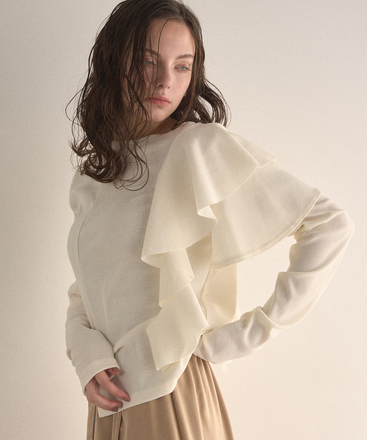Asymmetry Ruffle Long Tee