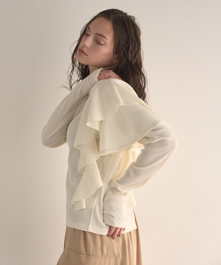 Asymmetry Ruffle Long Tee