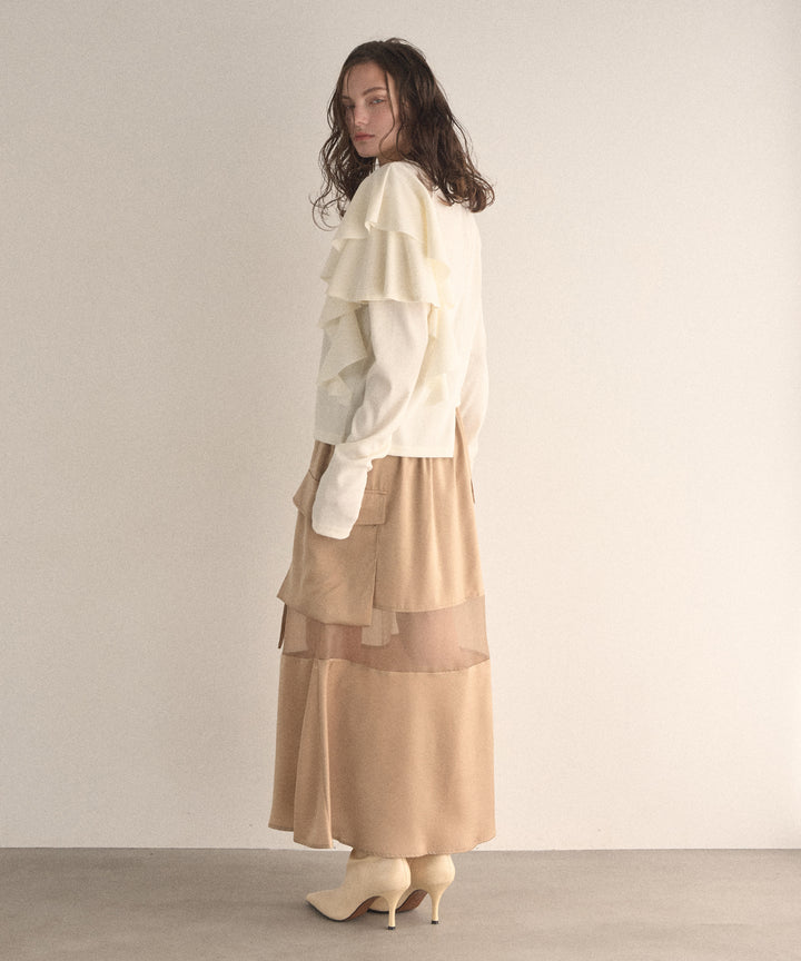 Asymmetry Ruffle Long Tee