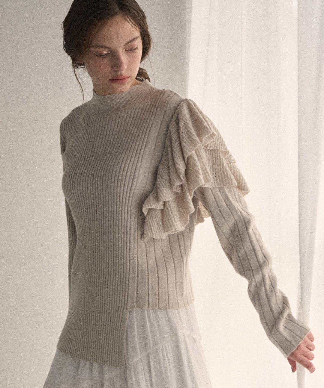 Milfull Frill Knit Tops