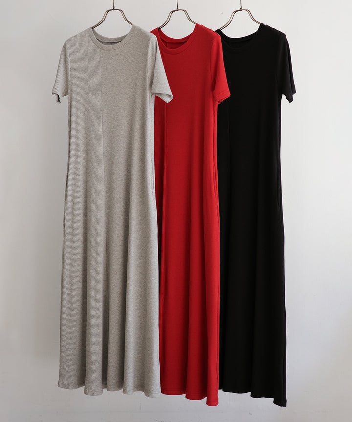 Rib Pitch Cut Flare Dress