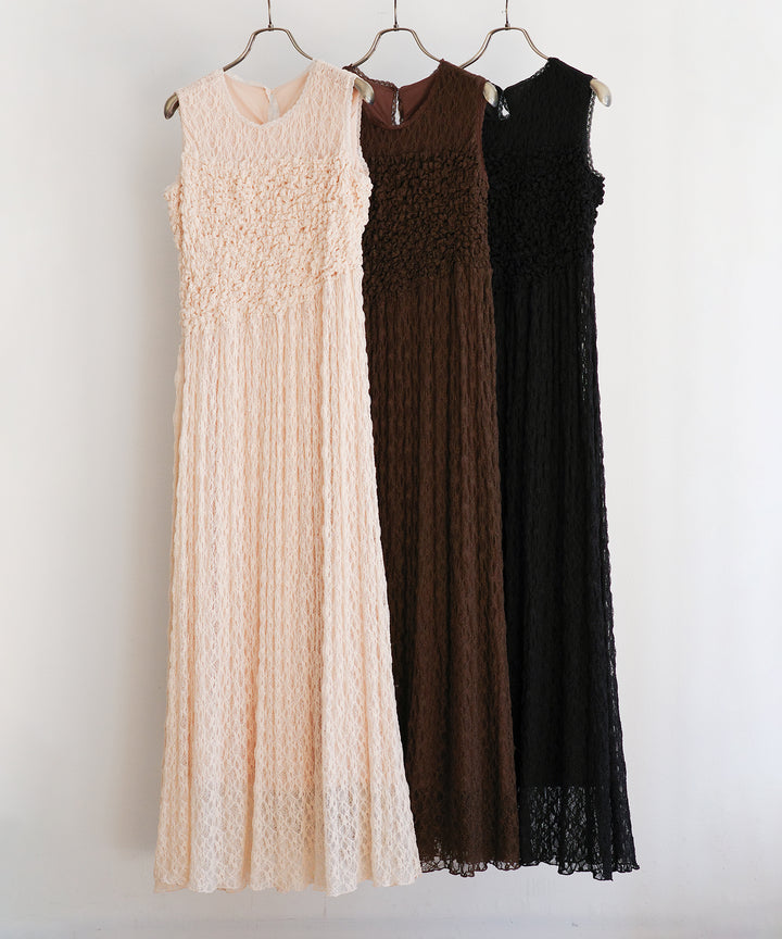 Shirring Lace Bustier Dress