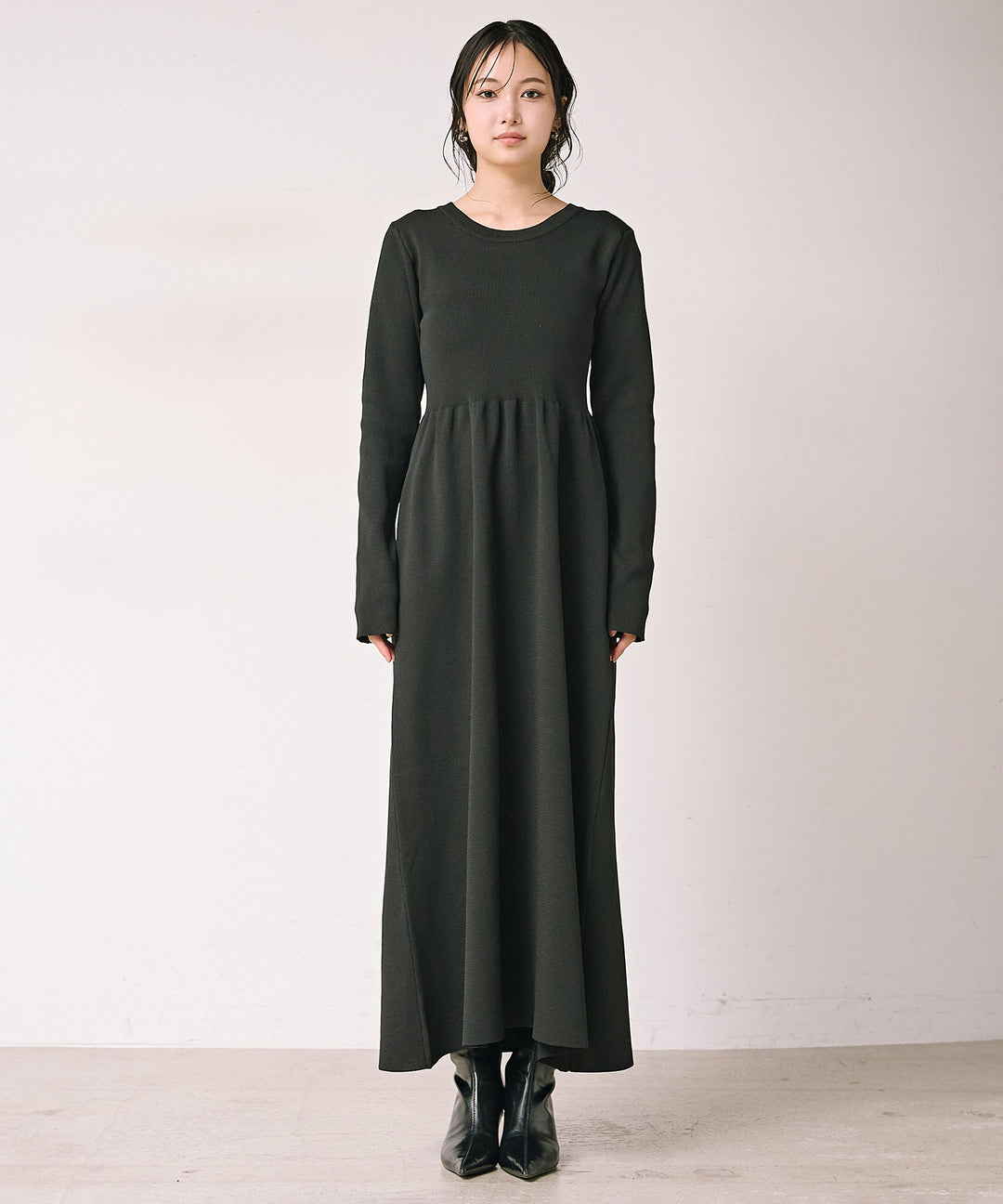 (eliuu)Tension Flare Knit Onepiece
