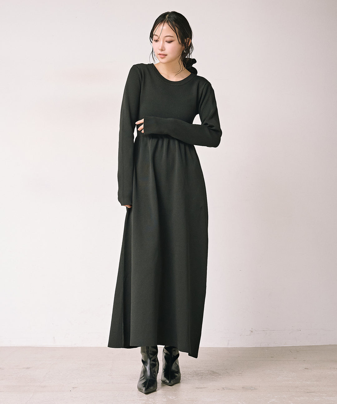 (eliuu)Tension Flare Knit Onepiece