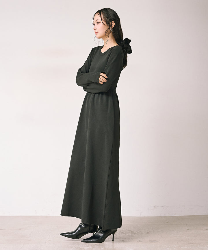 (eliuu)Tension Flare Knit Onepiece