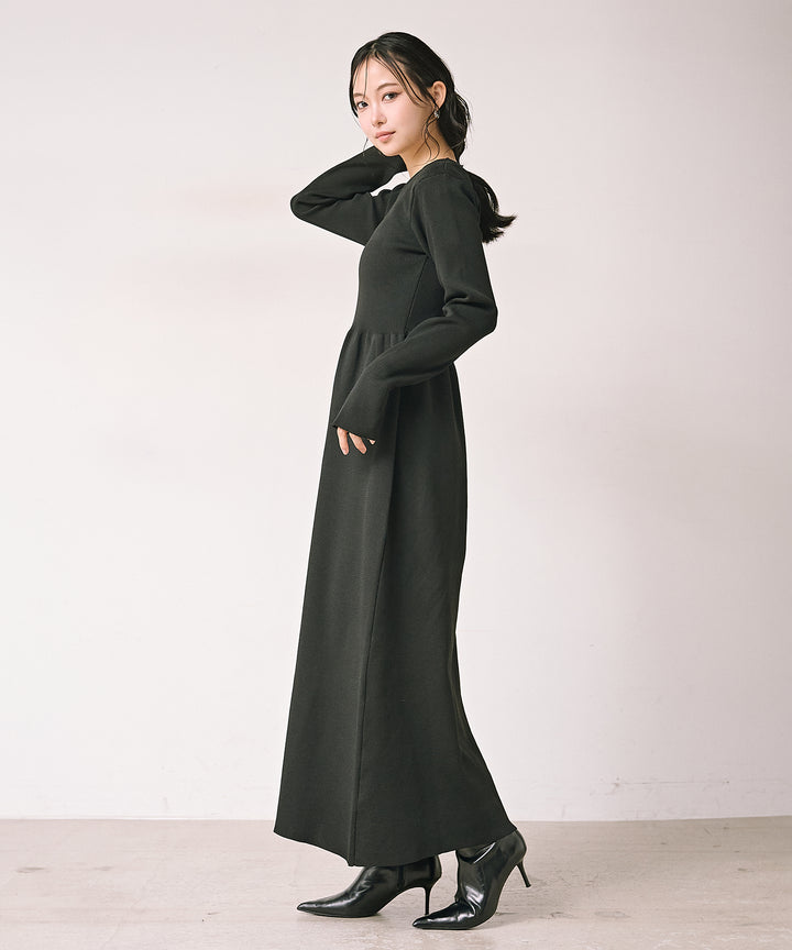 (eliuu)Tension Flare Knit Onepiece