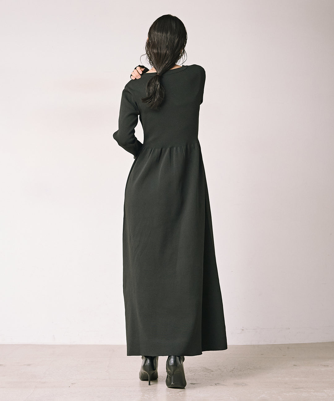 (eliuu)Tension Flare Knit Onepiece