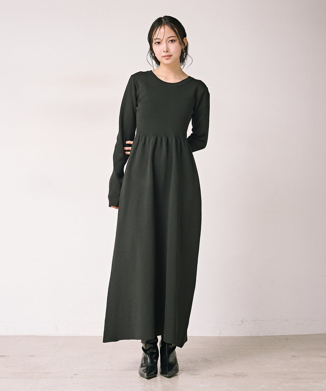 [SET]Teddy Loop C/D Knit+Tension Flare Knit Onepiece(2set)