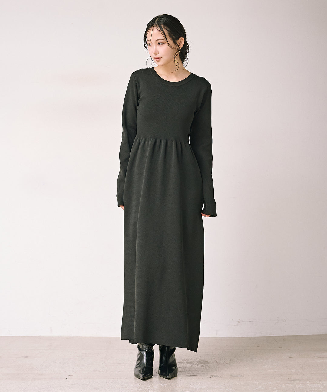 (eliuu)Tension Flare Knit Onepiece