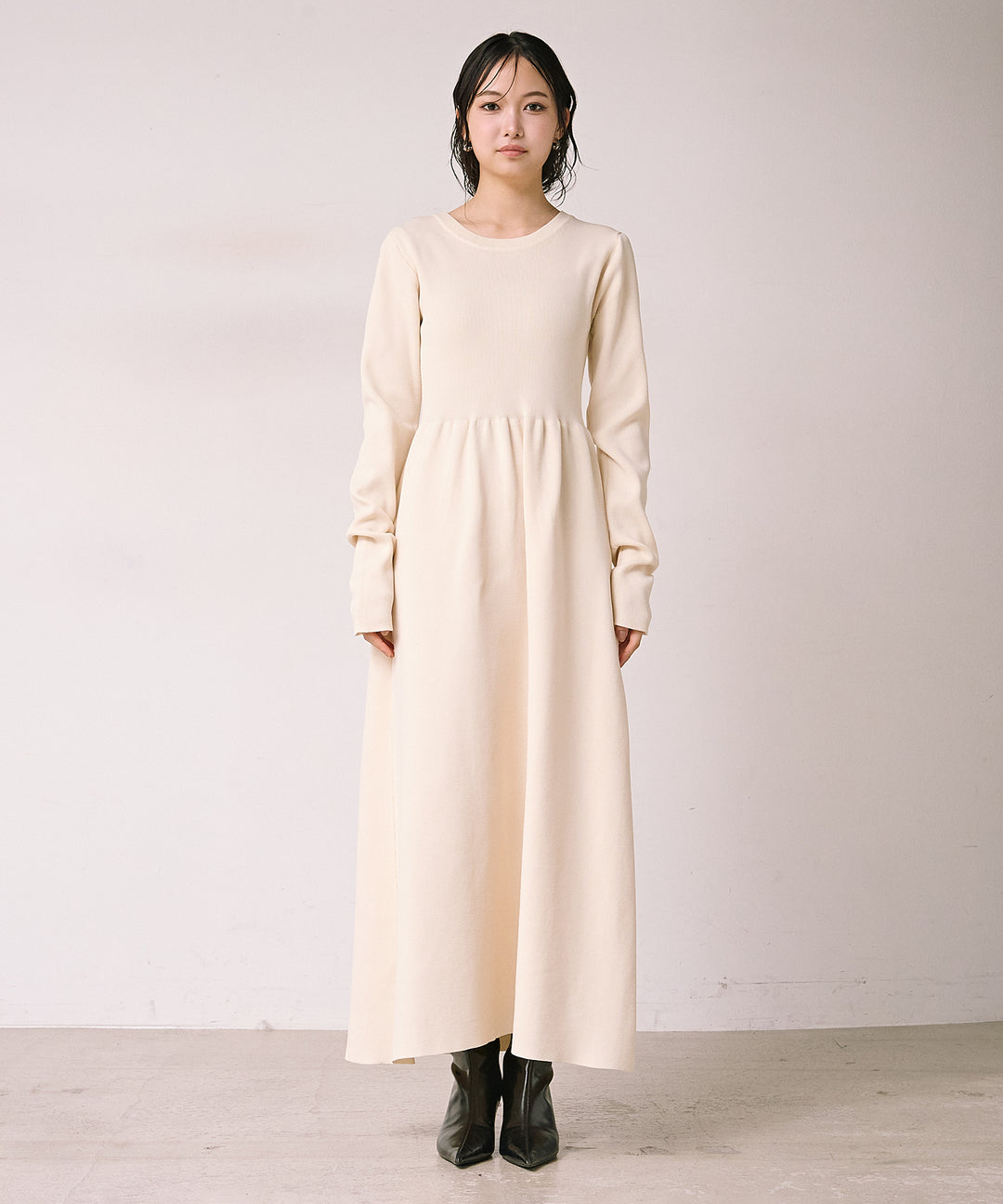 (eliuu)Tension Flare Knit Onepiece