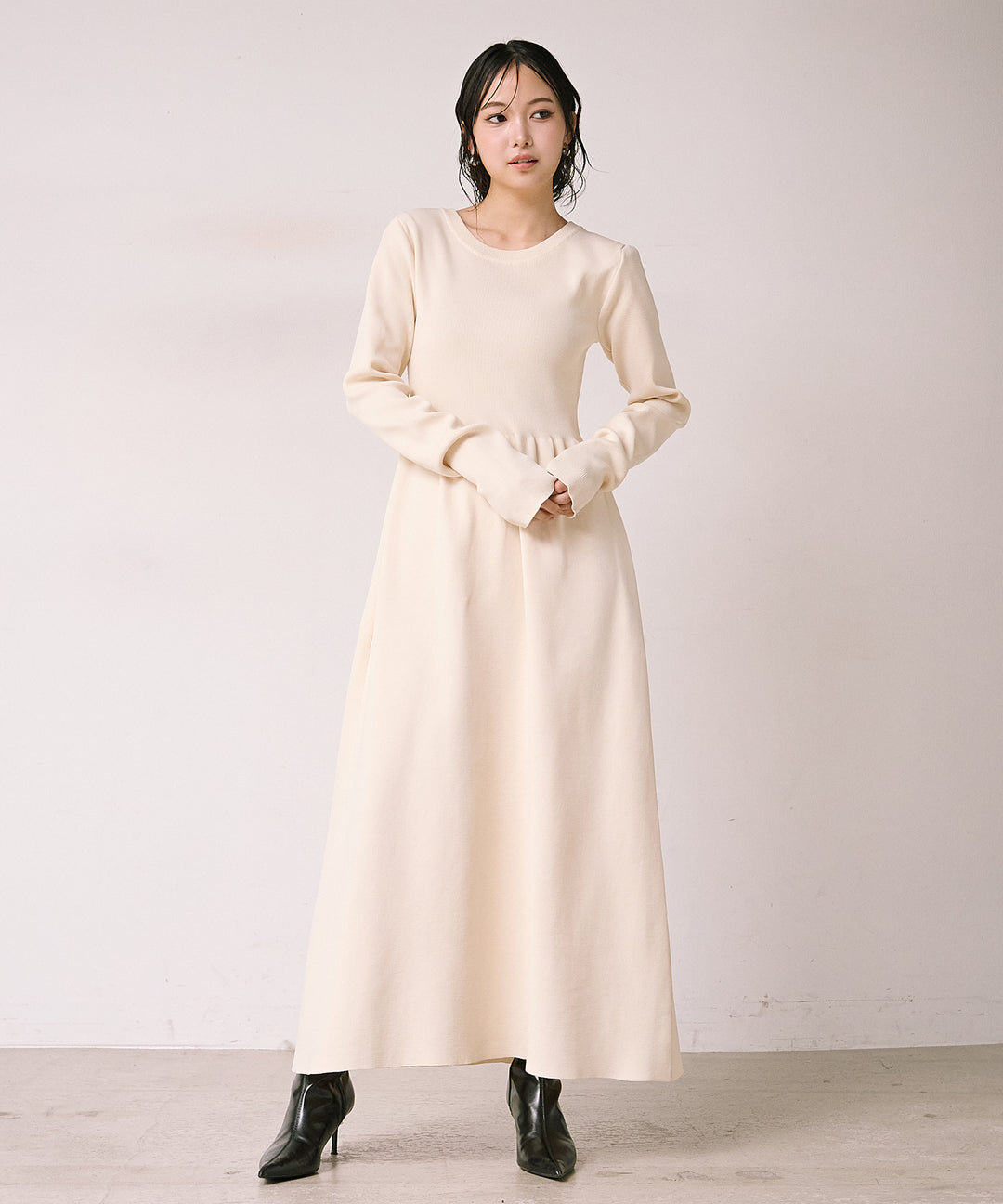 (eliuu)Tension Flare Knit Onepiece