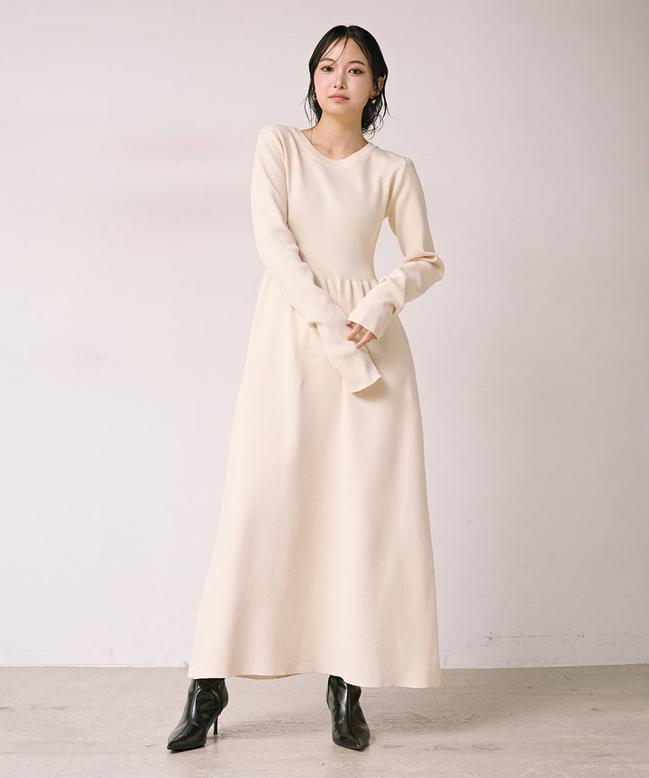 (eliuu)Tension Flare Knit Onepiece