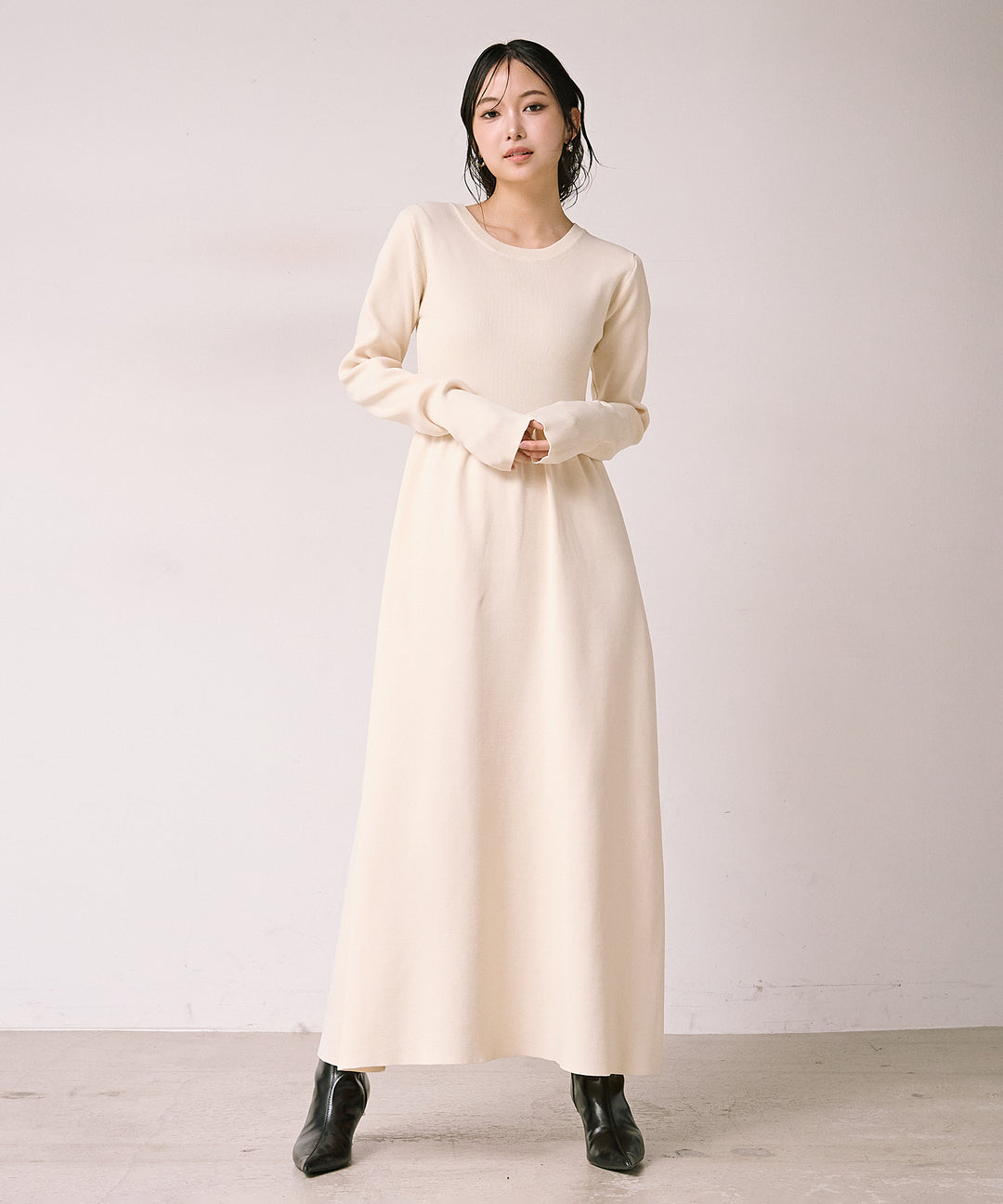 (eliuu)Tension Flare Knit Onepiece