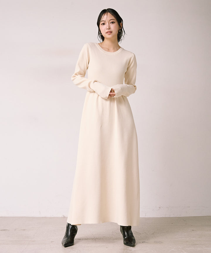 (eliuu)Tension Flare Knit Onepiece