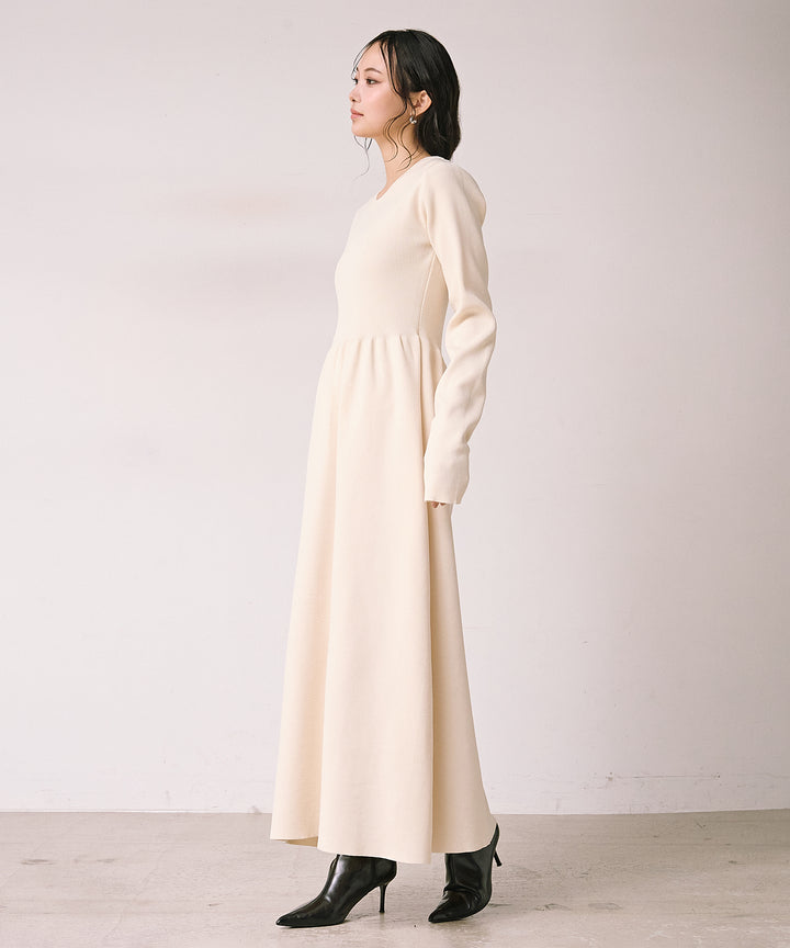 (eliuu)Tension Flare Knit Onepiece