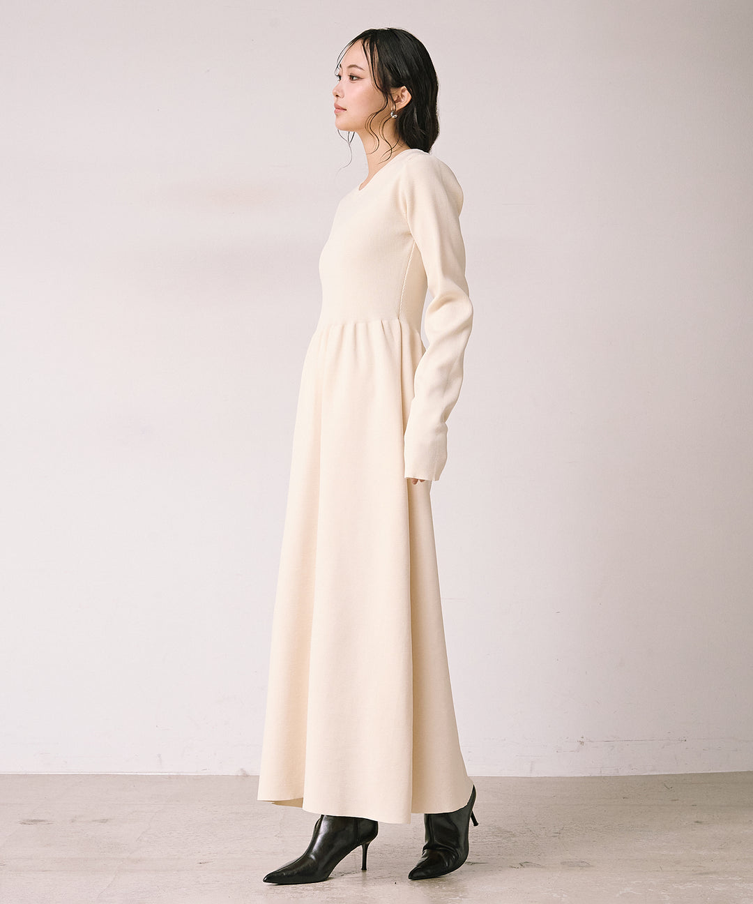 [SET]Teddy Loop C/D Knit+Tension Flare Knit Onepiece(2set)