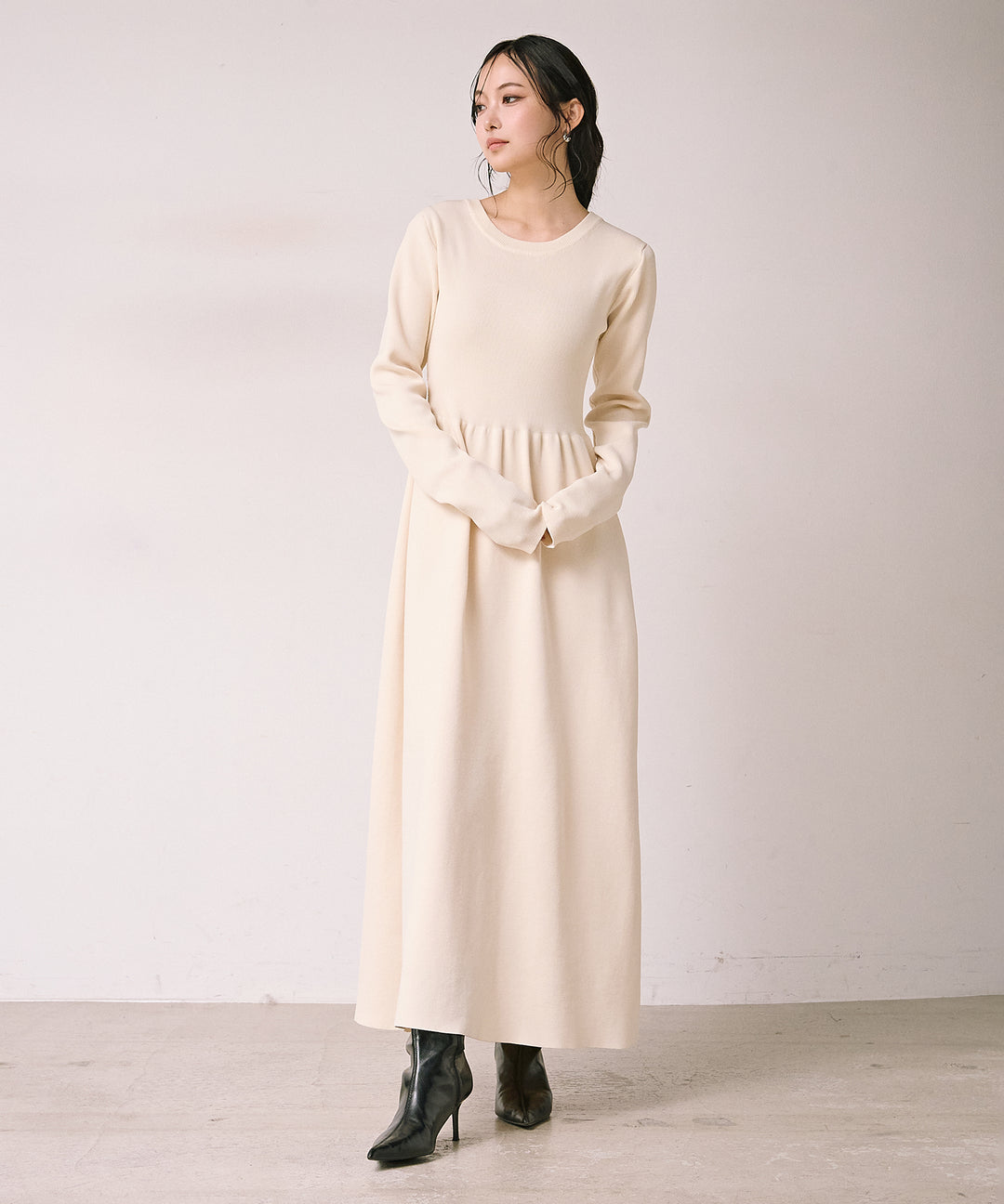 (eliuu)Tension Flare Knit Onepiece