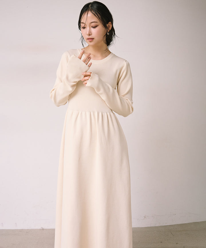(eliuu)Tension Flare Knit Onepiece