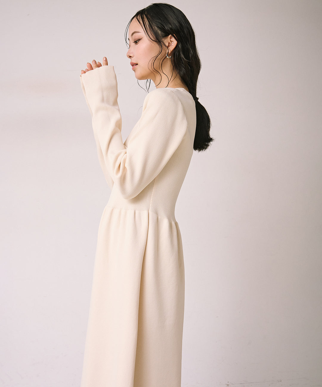 (eliuu)Tension Flare Knit Onepiece