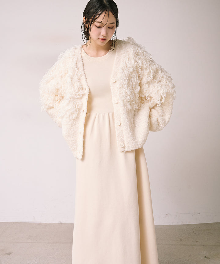 [SET]Teddy Loop C/D Knit+Tension Flare Knit Onepiece(2set)