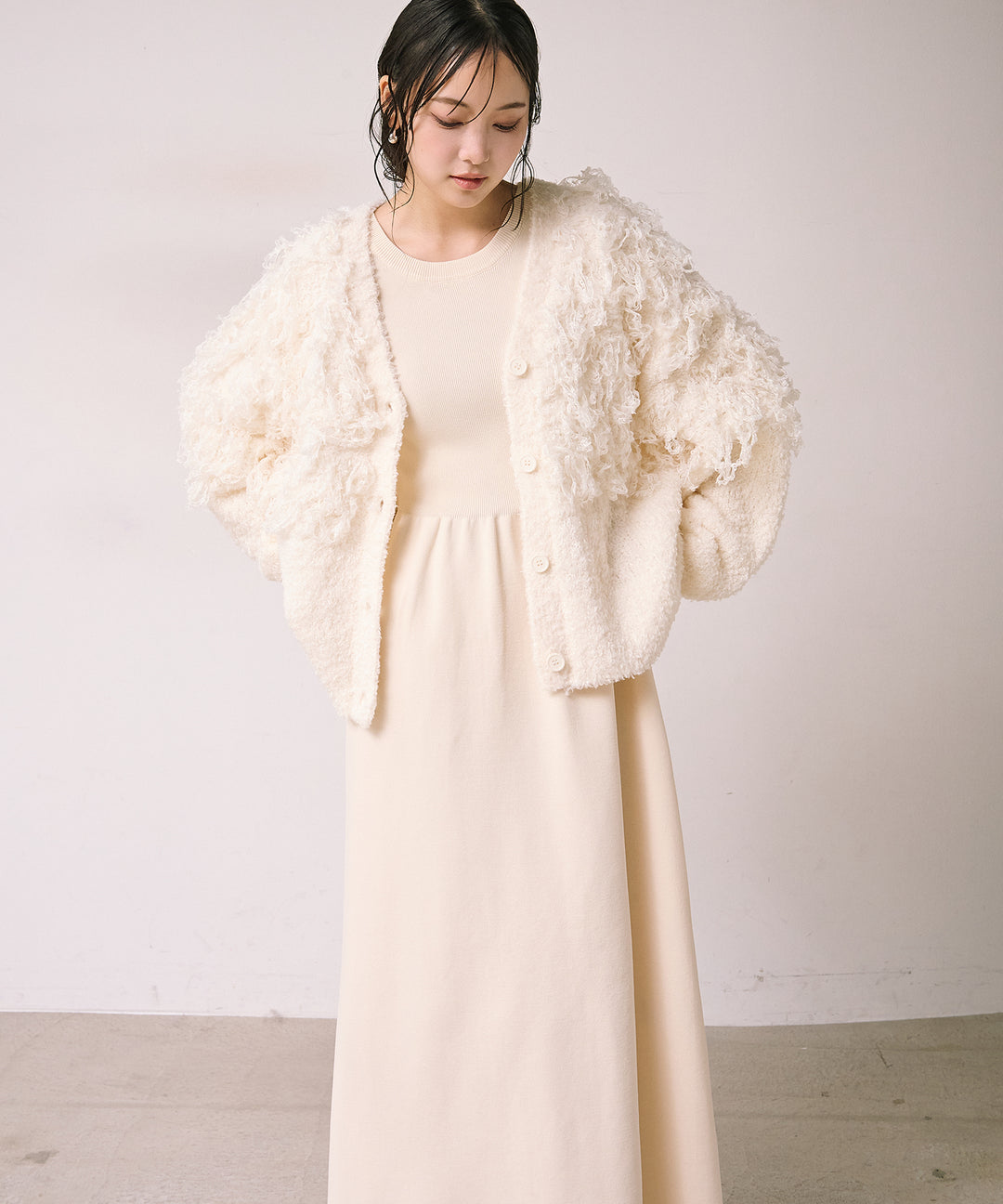 (eliuu)Tension Flare Knit Onepiece