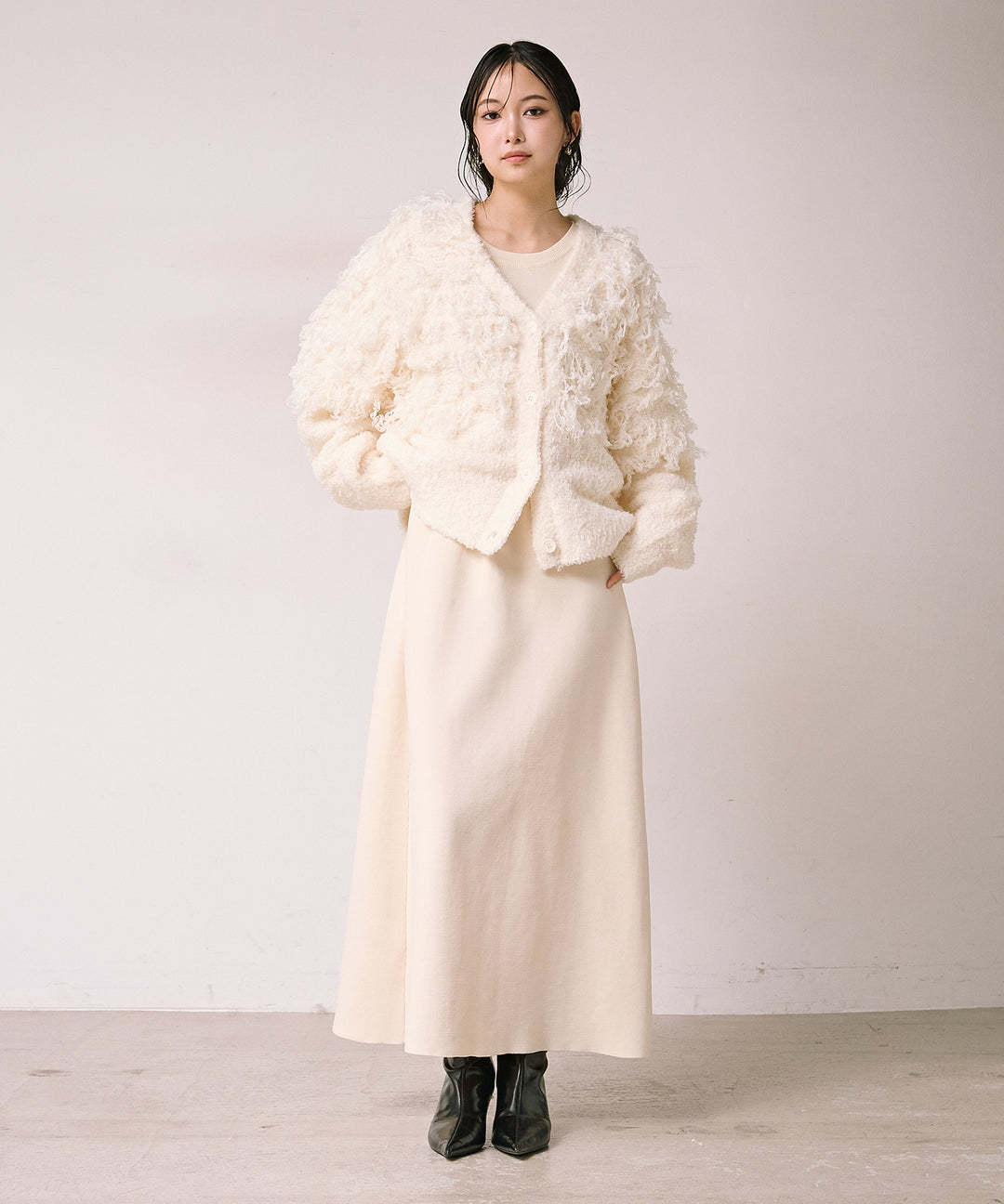 (eliuu)Tension Flare Knit Onepiece