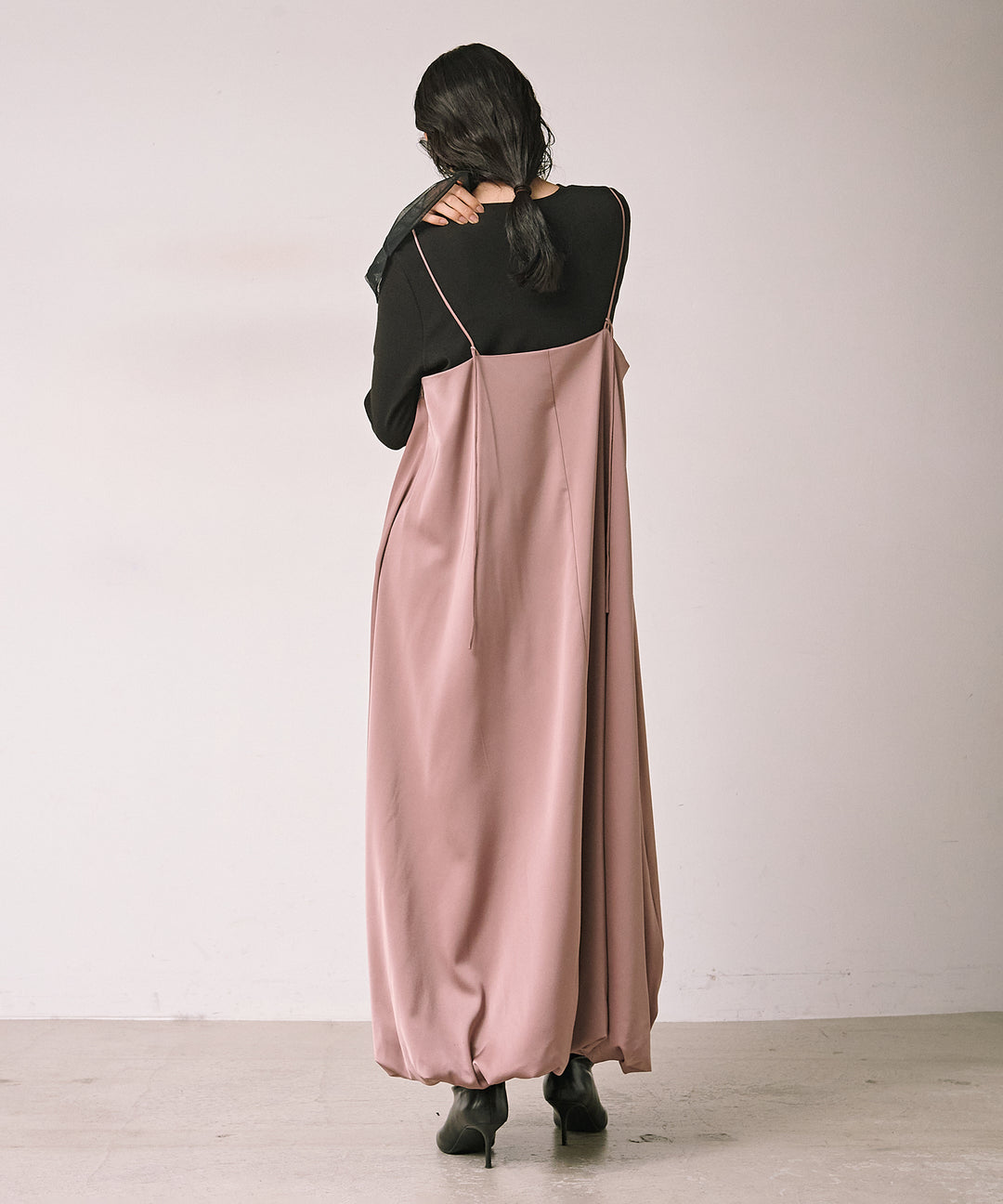 [SET]Luminous Satin Balloon C/A Onepiece+Combination Bell Top