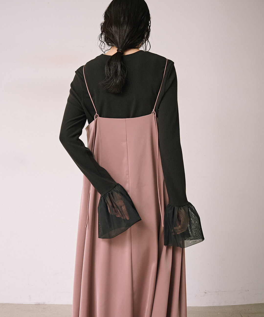 [SET]Luminous Satin Balloon C/A Onepiece+Combination Bell Top