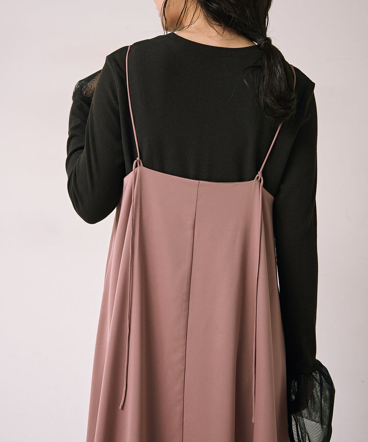 [SET]Luminous Satin Balloon C/A Onepiece+Combination Bell Top