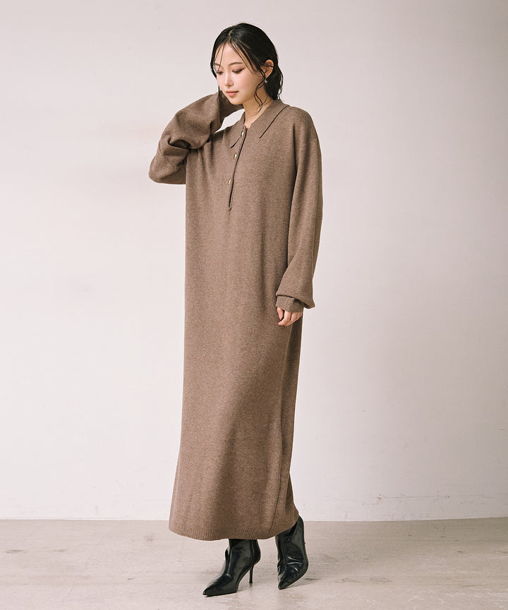 (eliuu)Polo Airy Knit Onepiece