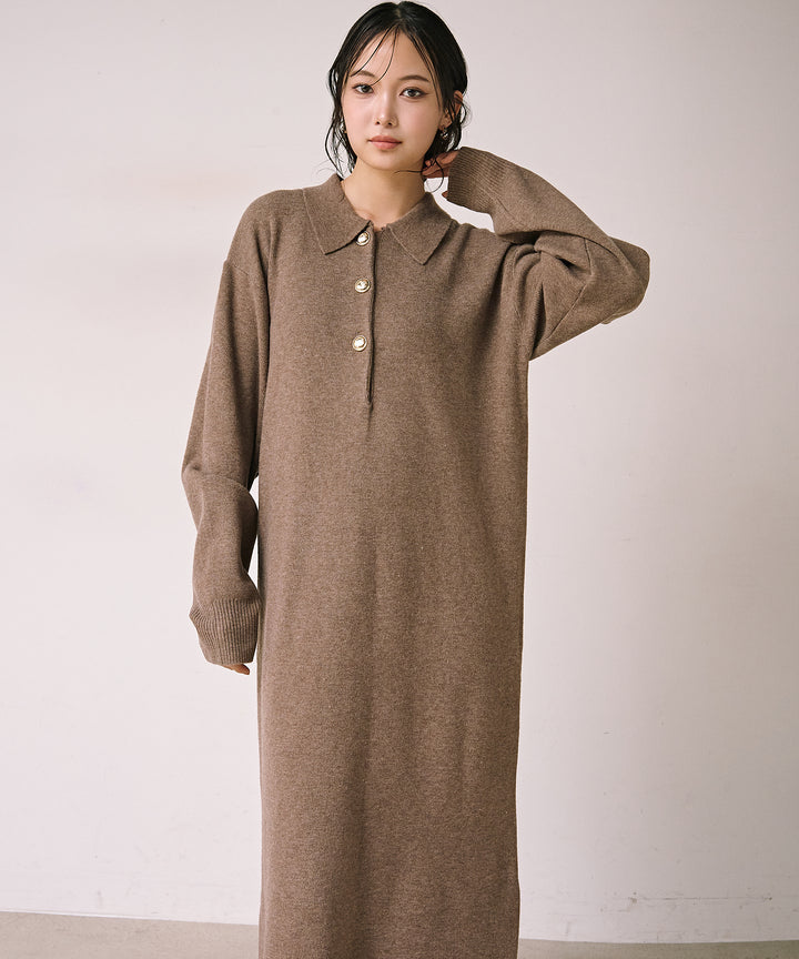 (eliuu)Polo Airy Knit Onepiece