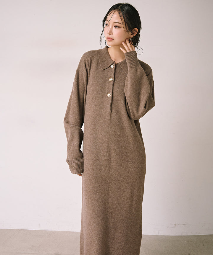 (eliuu)Polo Airy Knit Onepiece