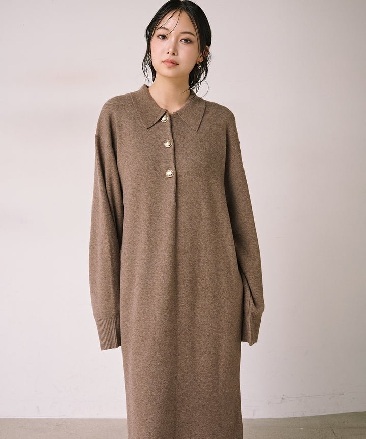 (eliuu)Polo Airy Knit Onepiece