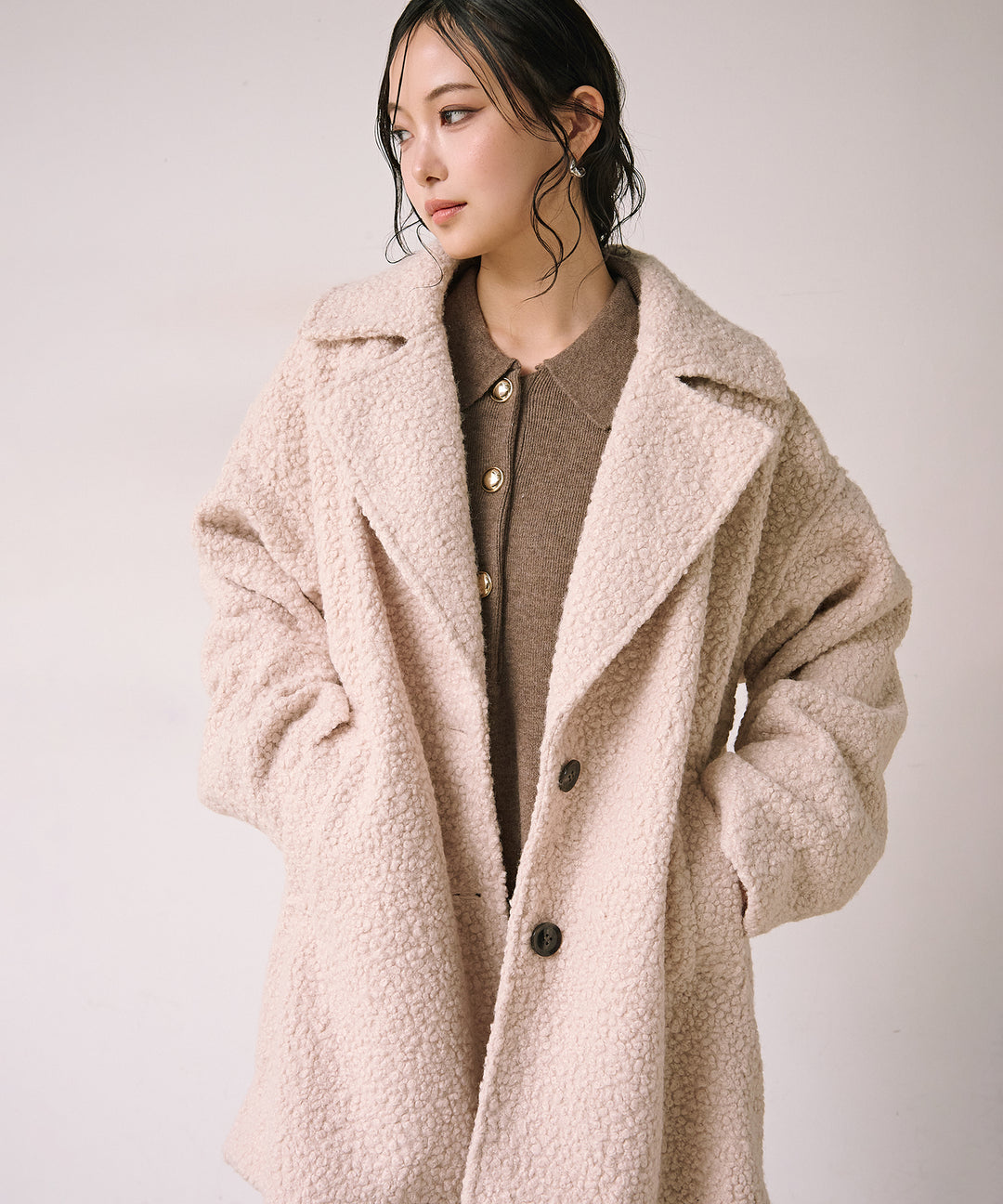(eliuu)Loop Tweed Jacket Coat