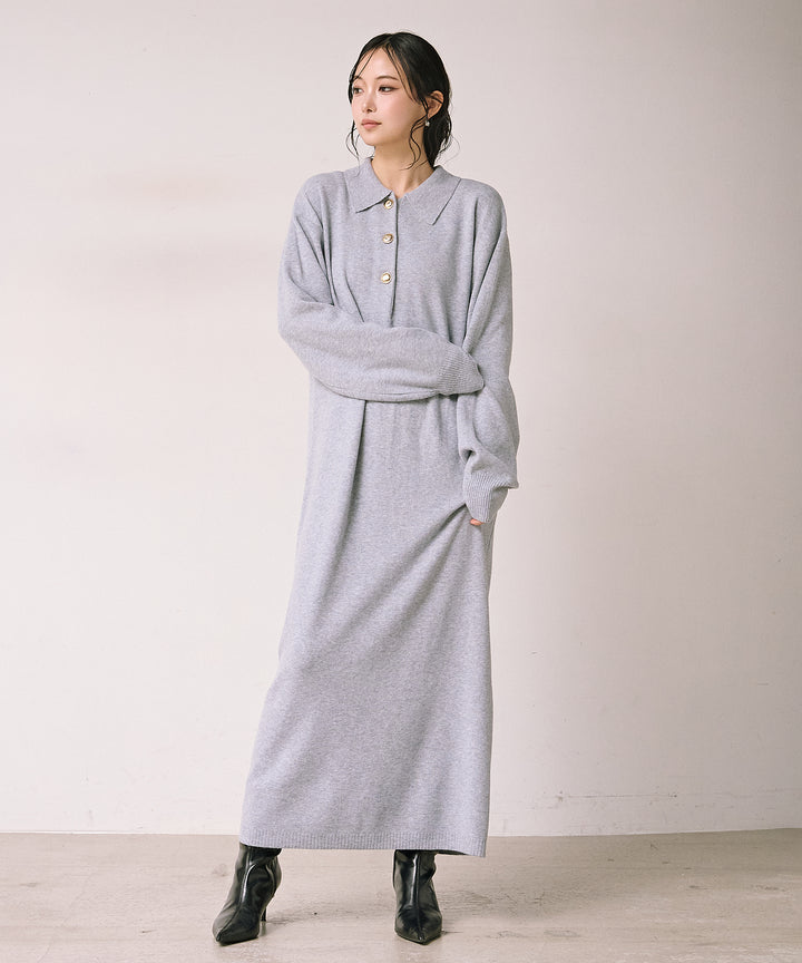 (eliuu)Polo Airy Knit Onepiece