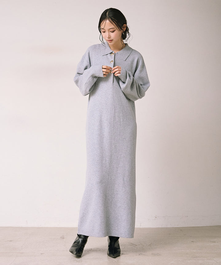 (eliuu)Polo Airy Knit Onepiece