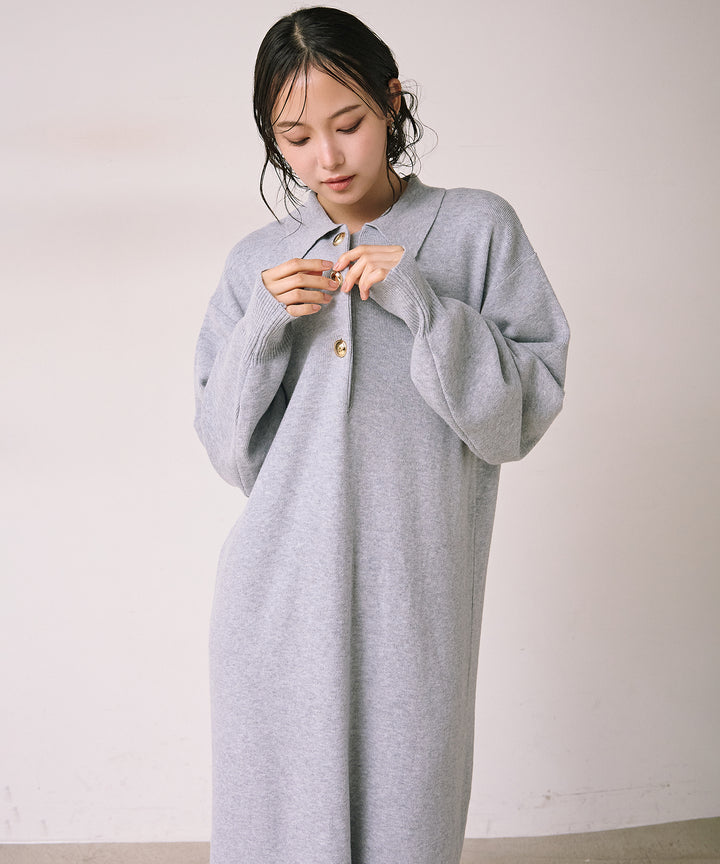 (eliuu)Polo Airy Knit Onepiece