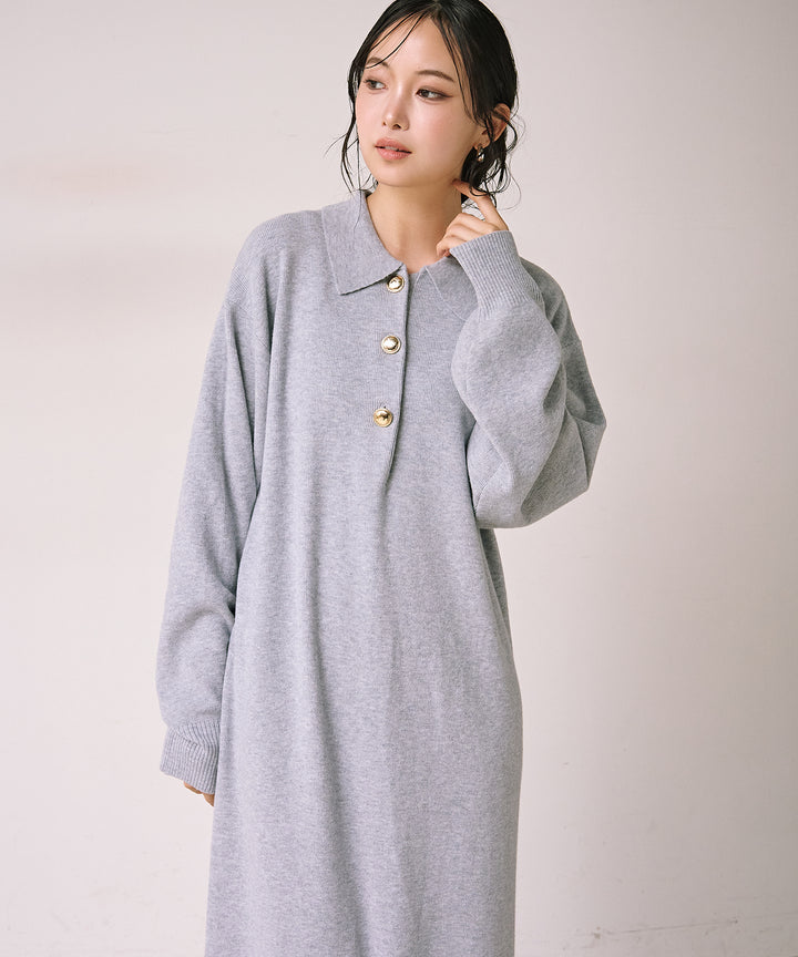 (eliuu)Polo Airy Knit Onepiece