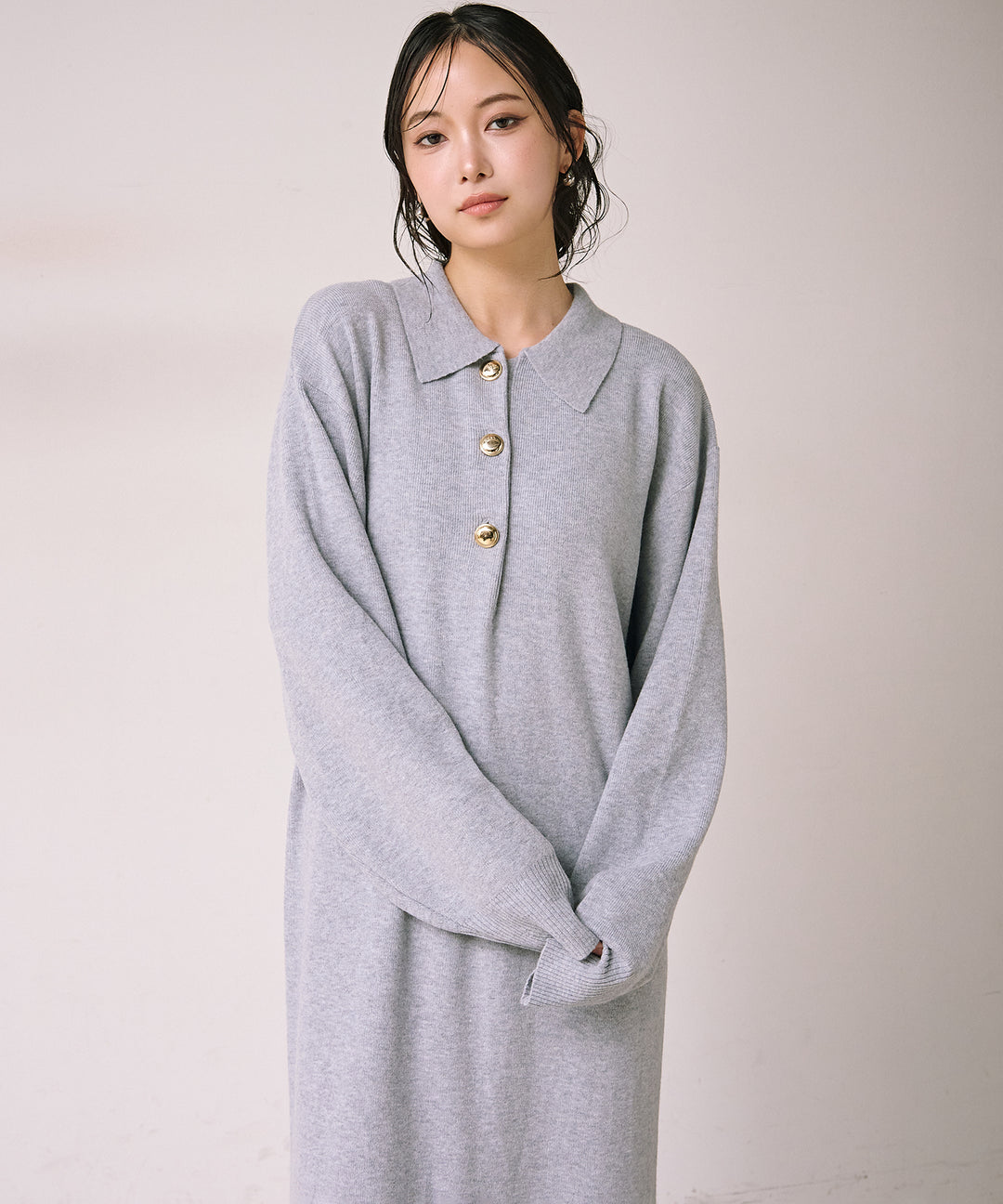(eliuu)Polo Airy Knit Onepiece