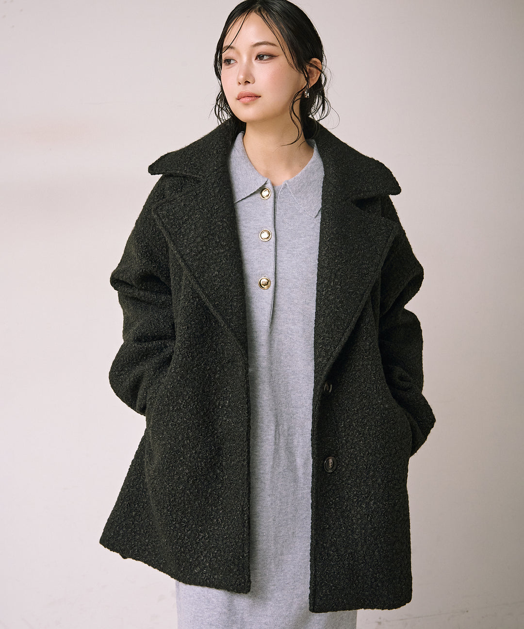 (eliuu)Polo Airy Knit Onepiece