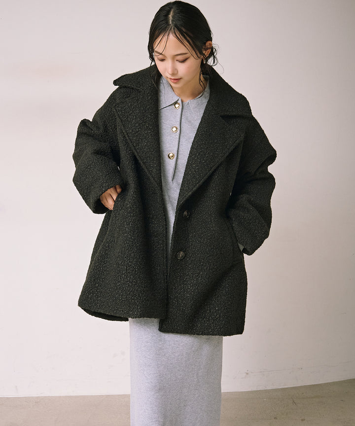 (eliuu)Loop Tweed Jacket Coat