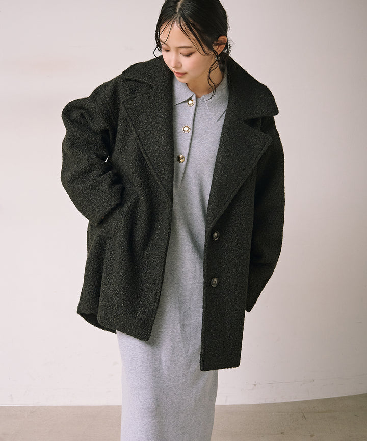 (eliuu)Loop Tweed Jacket Coat