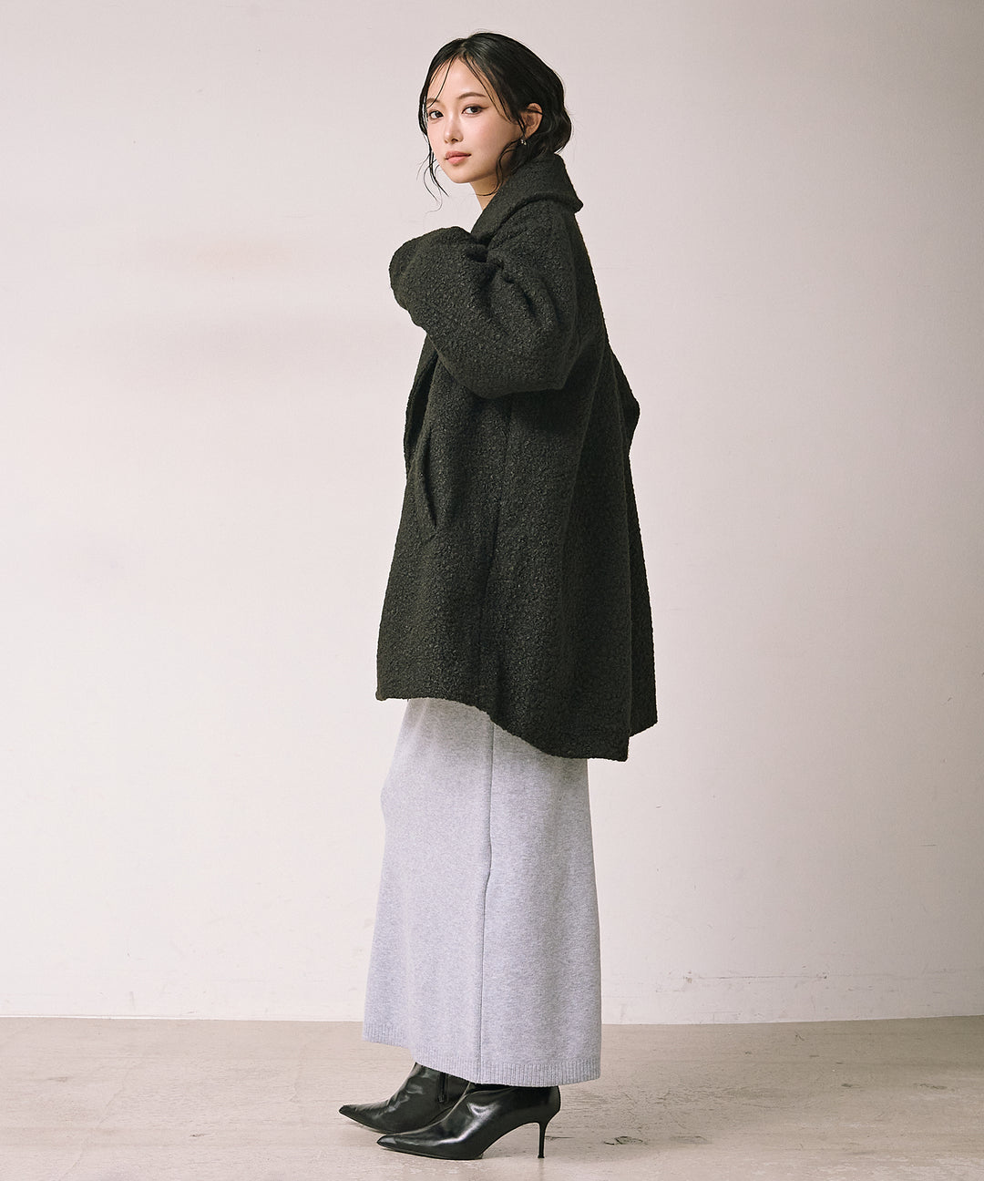(eliuu)Loop Tweed Jacket Coat