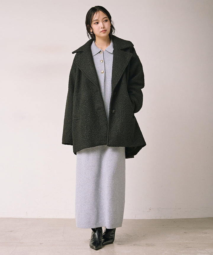 (eliuu)Loop Tweed Jacket Coat