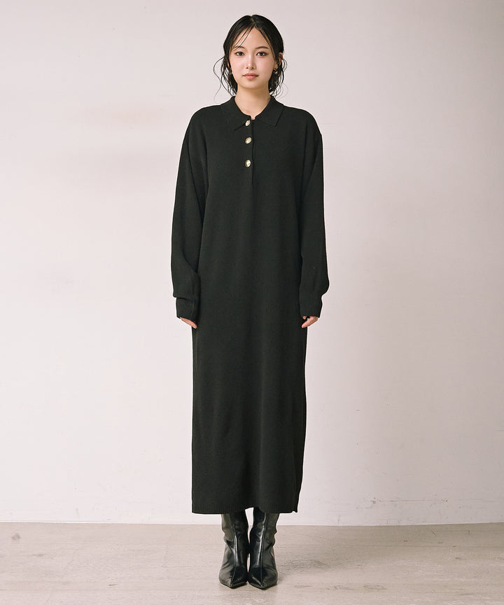 (eliuu)Polo Airy Knit Onepiece