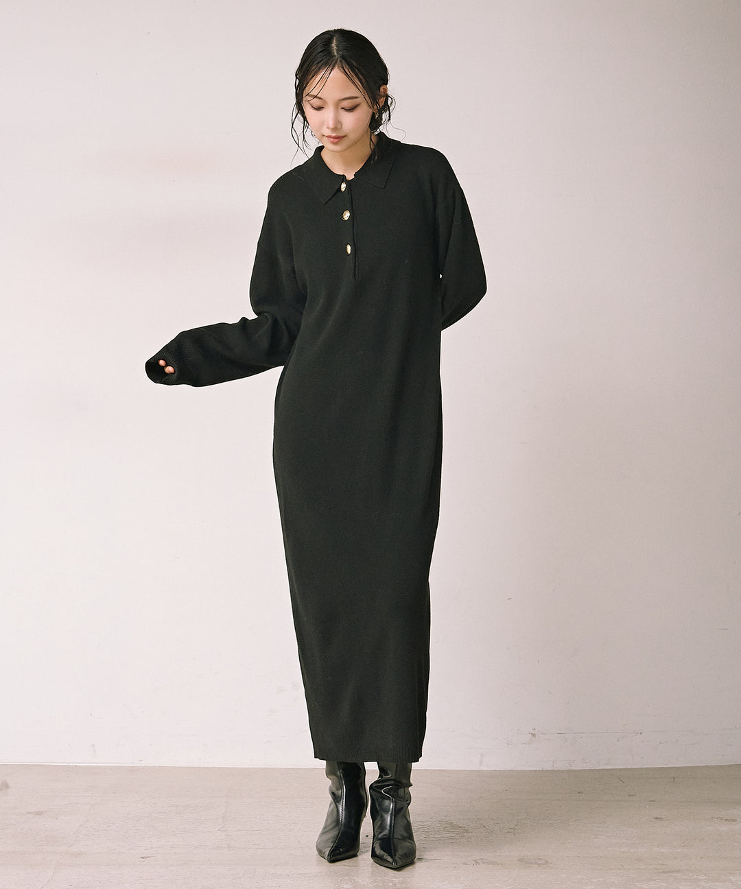 (eliuu)Polo Airy Knit Onepiece