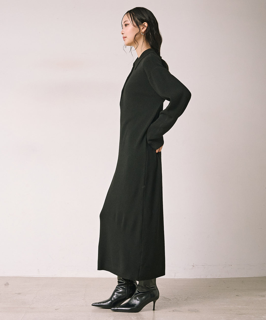 (eliuu)Polo Airy Knit Onepiece