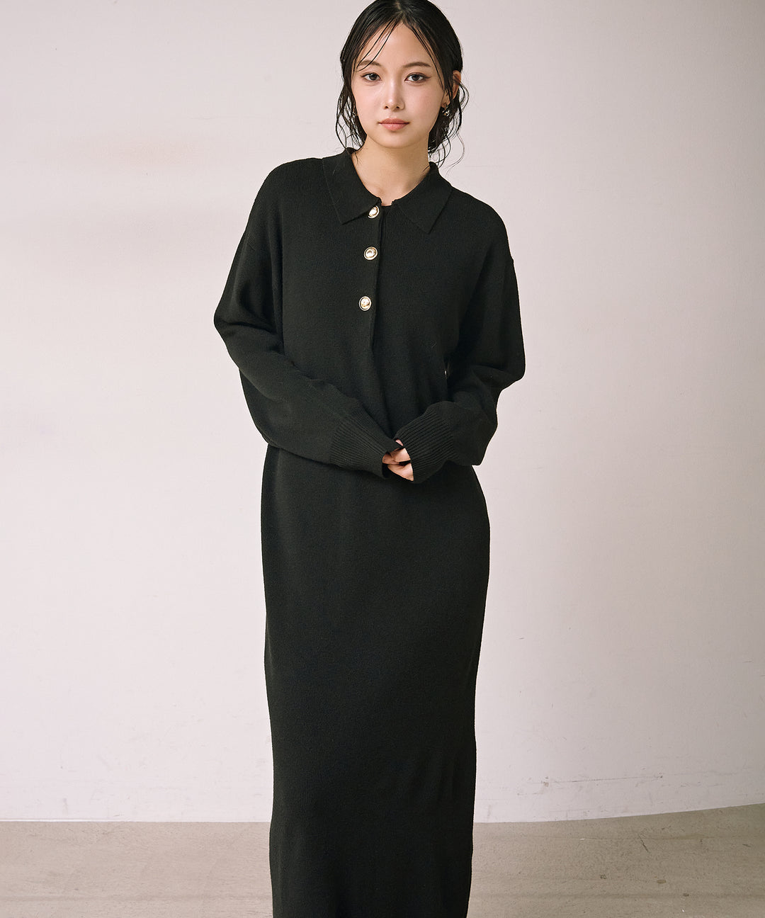 (eliuu)Polo Airy Knit Onepiece