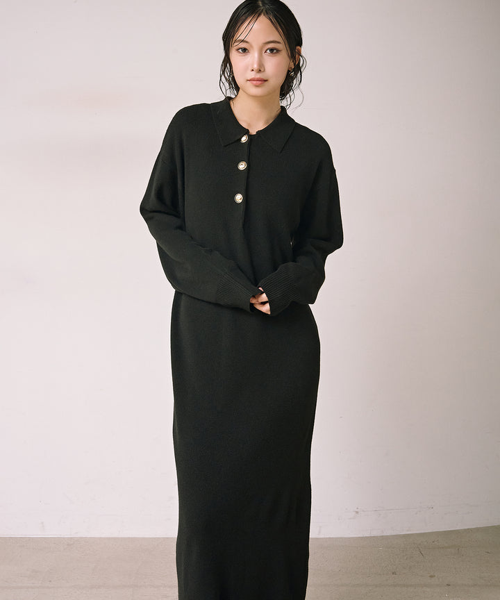 (eliuu)Polo Airy Knit Onepiece